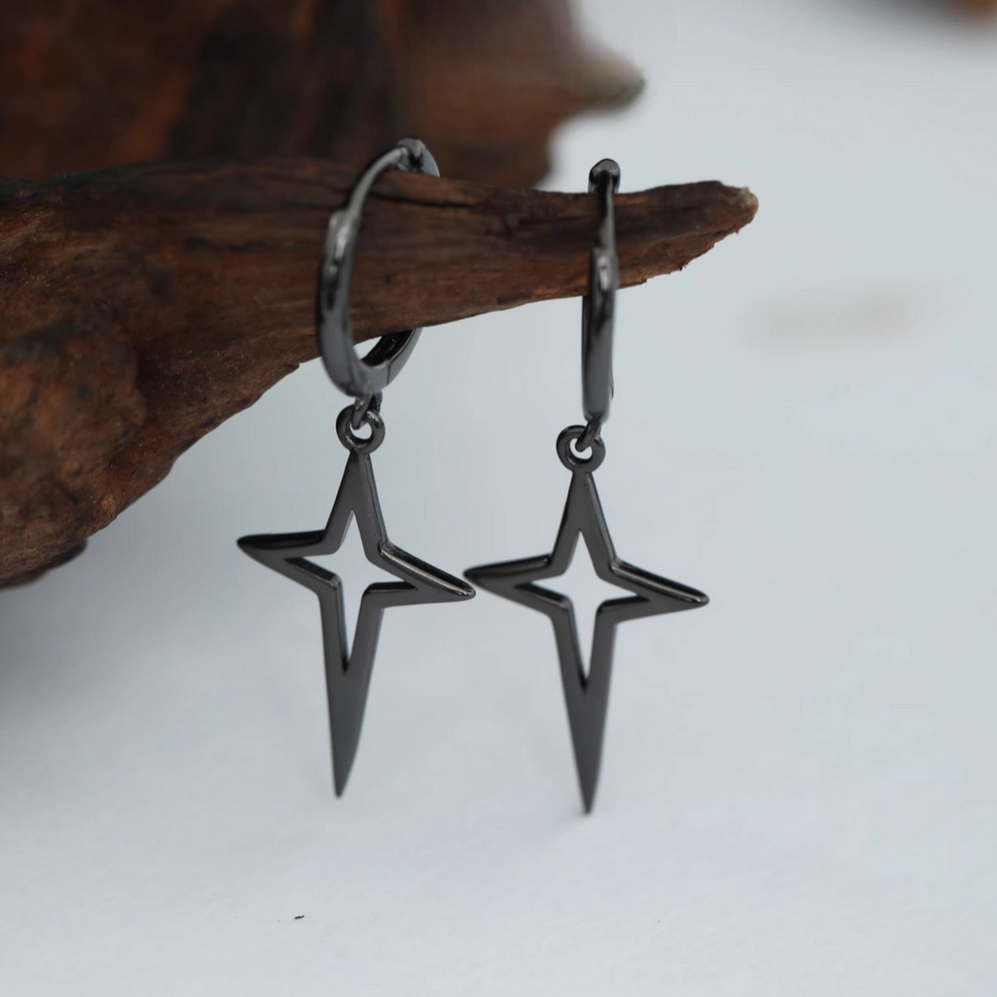 S925 Sterling Silver Minimal Star Hoop Earrings