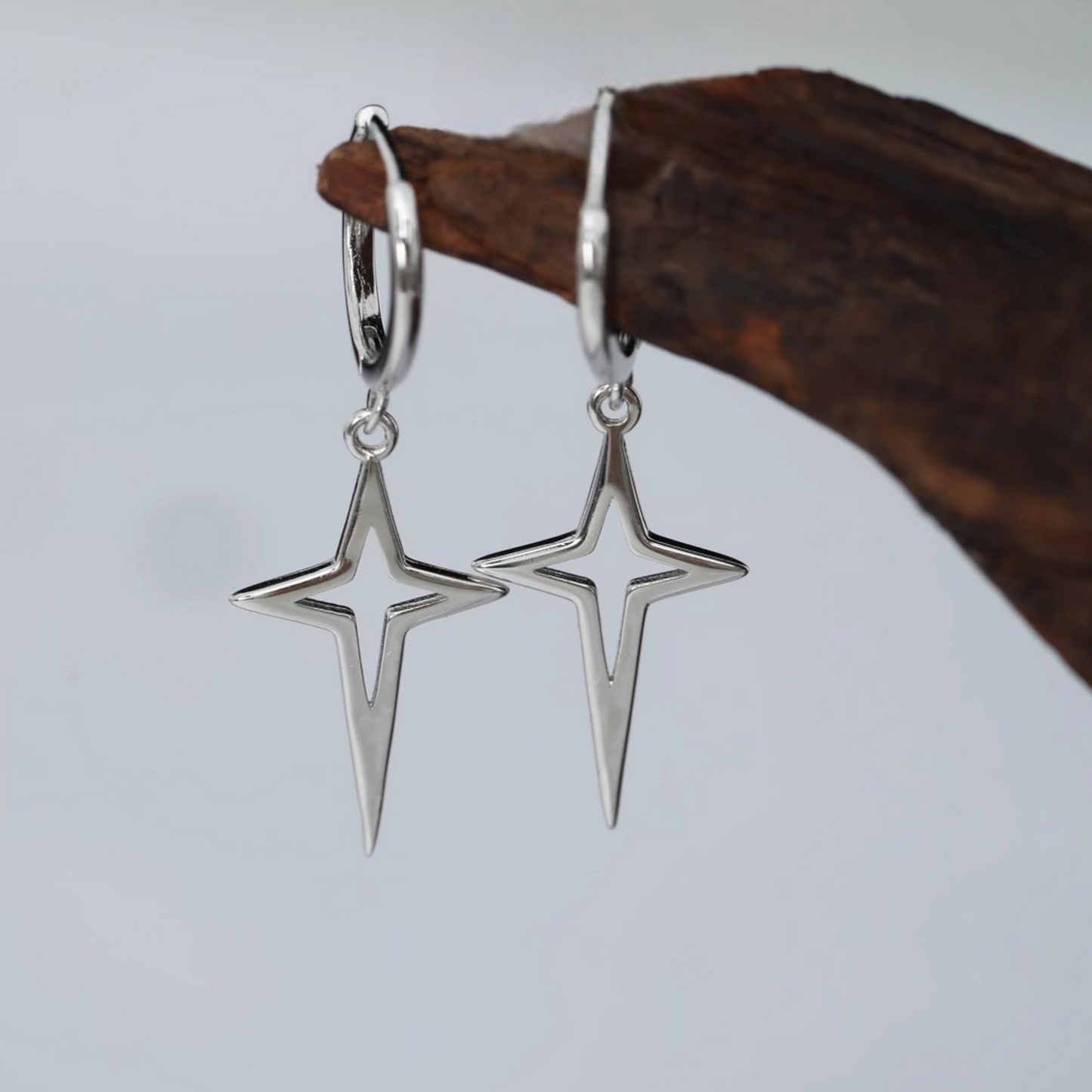 S925 Sterling Silver Minimal Star Hoop Earrings