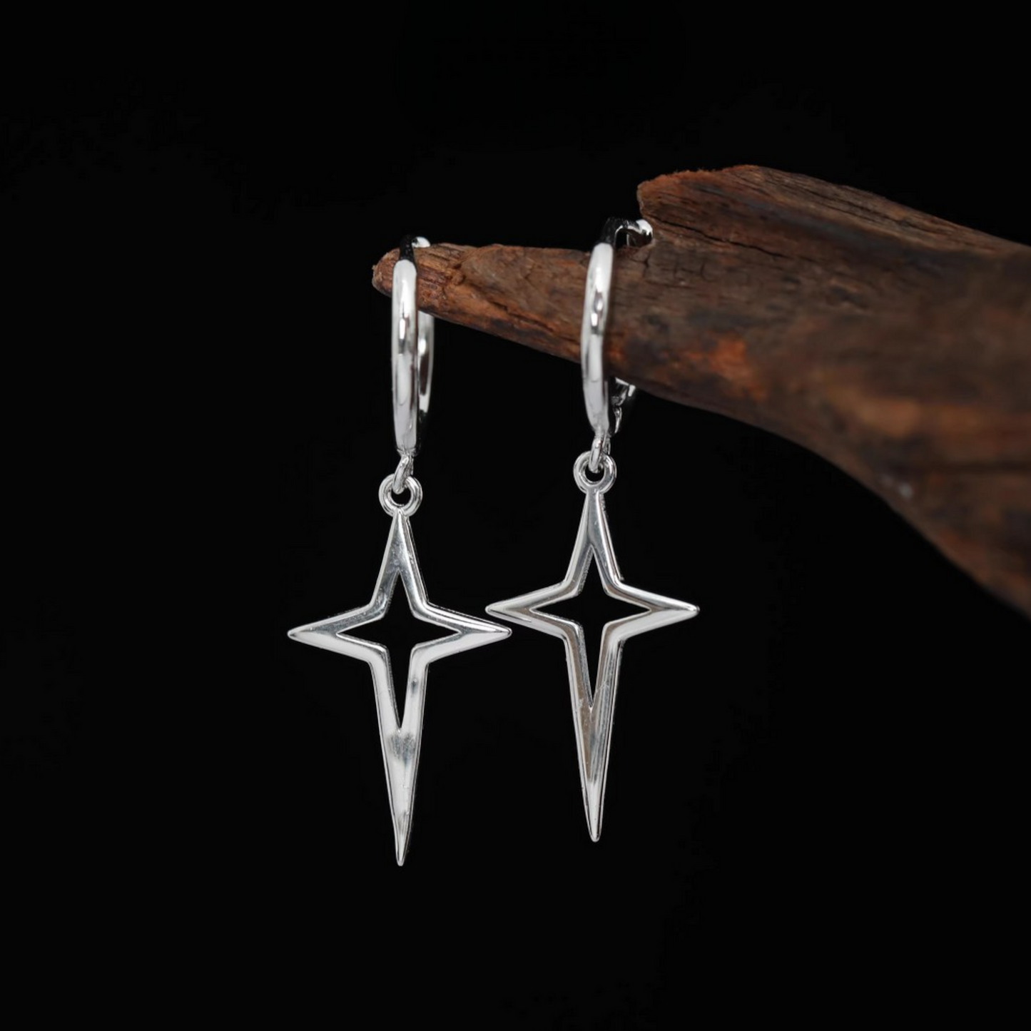 S925 Sterling Silver Minimal Star Hoop Earrings