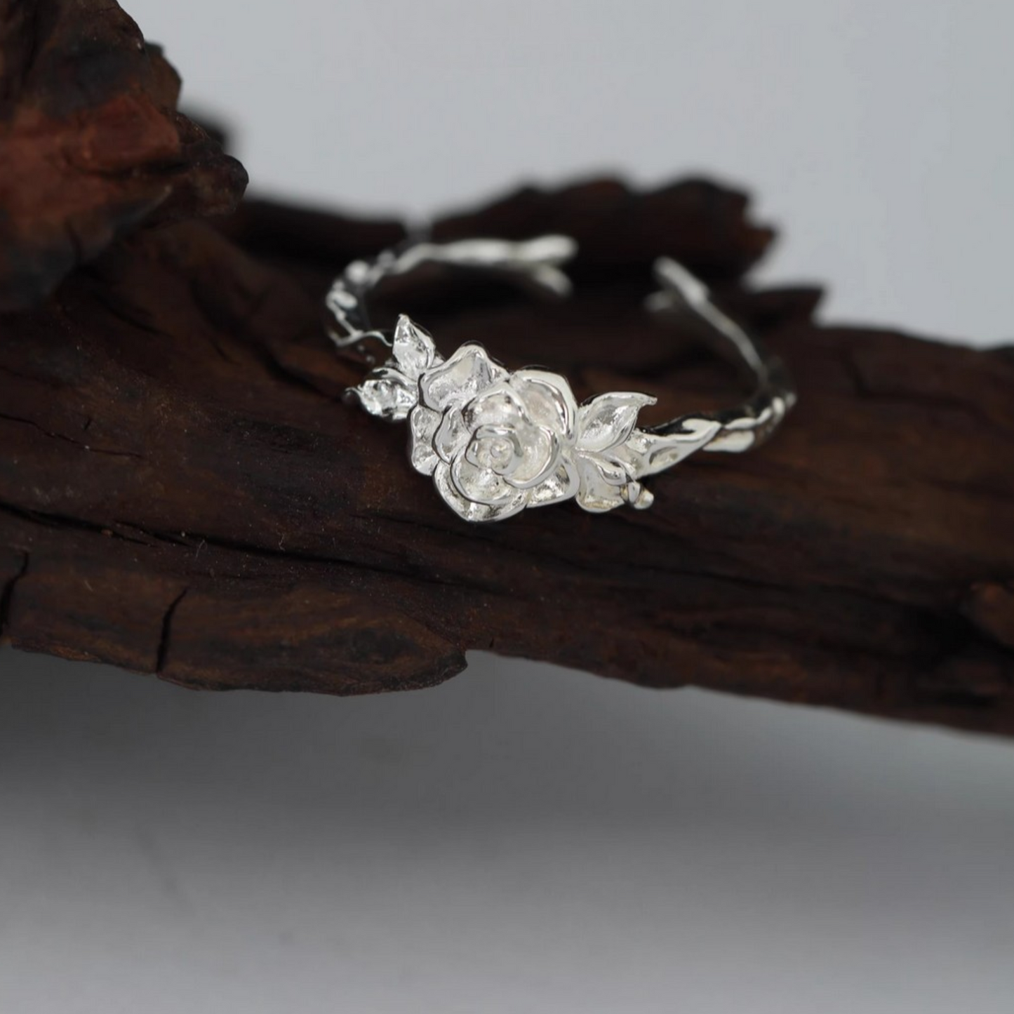 s925 Sterling Silver Minimalist Rose Flower Romantic Ring