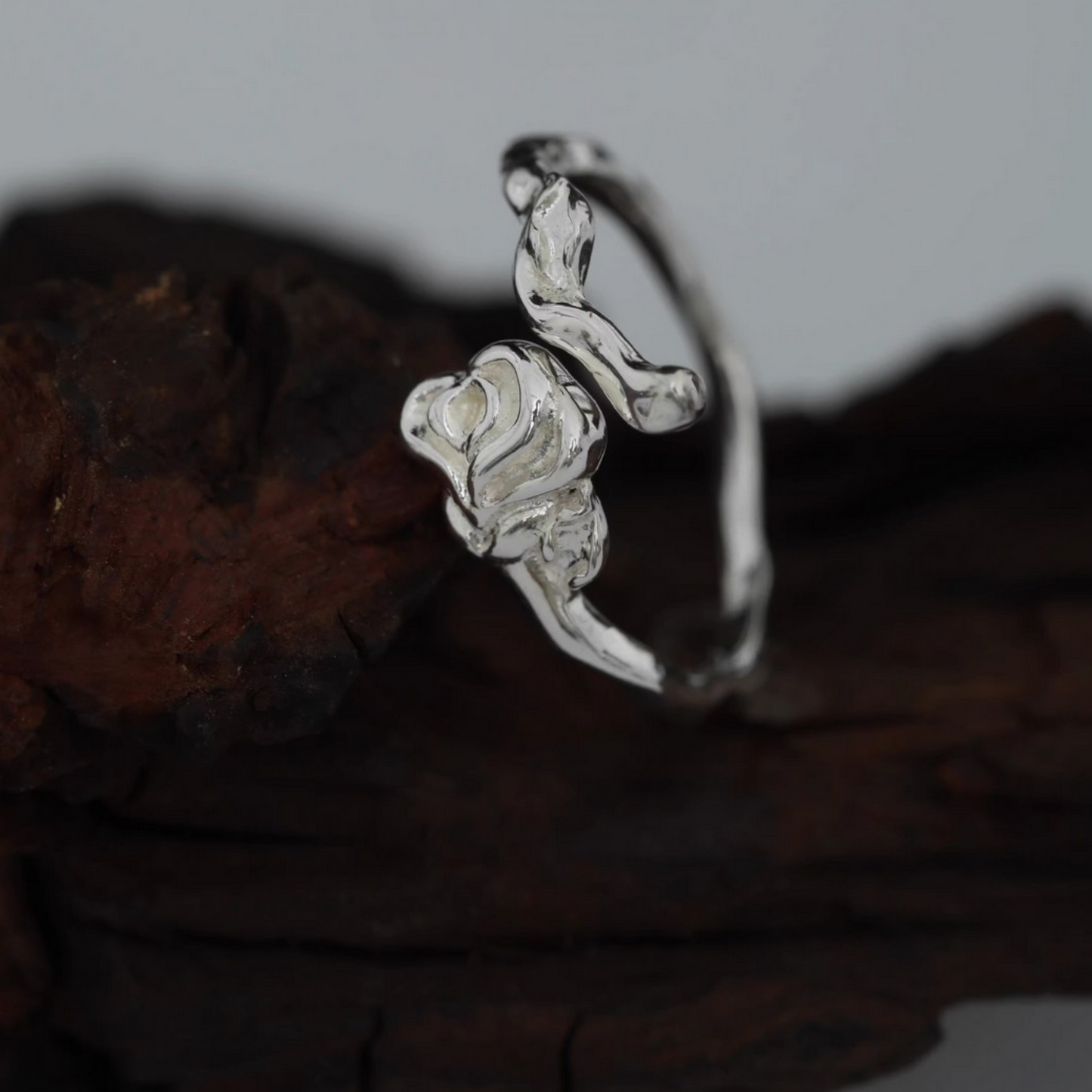 s925 Sterling Silver Minimalist Rose Flower Romantic Ring