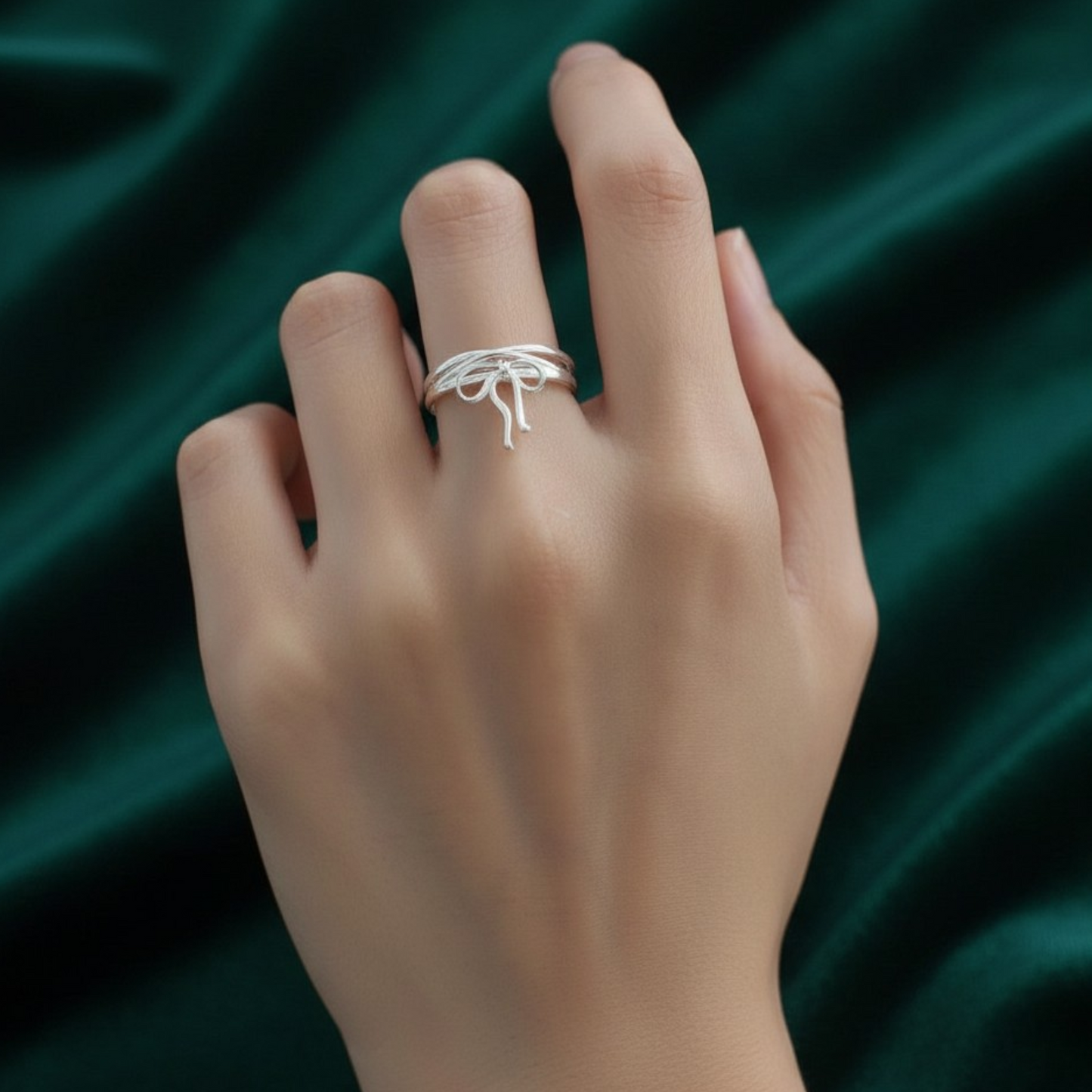 s925 Sterling Silver Minimalist Bow Tie Ring