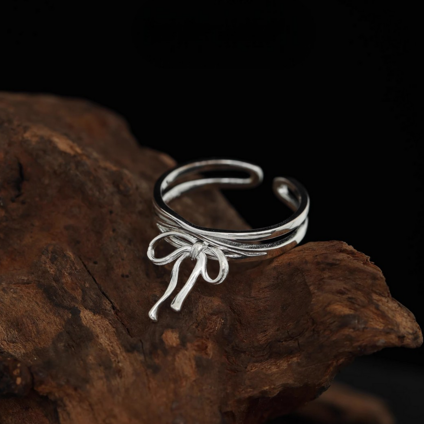 s925 Sterling Silver Minimalist Bow Tie Ring