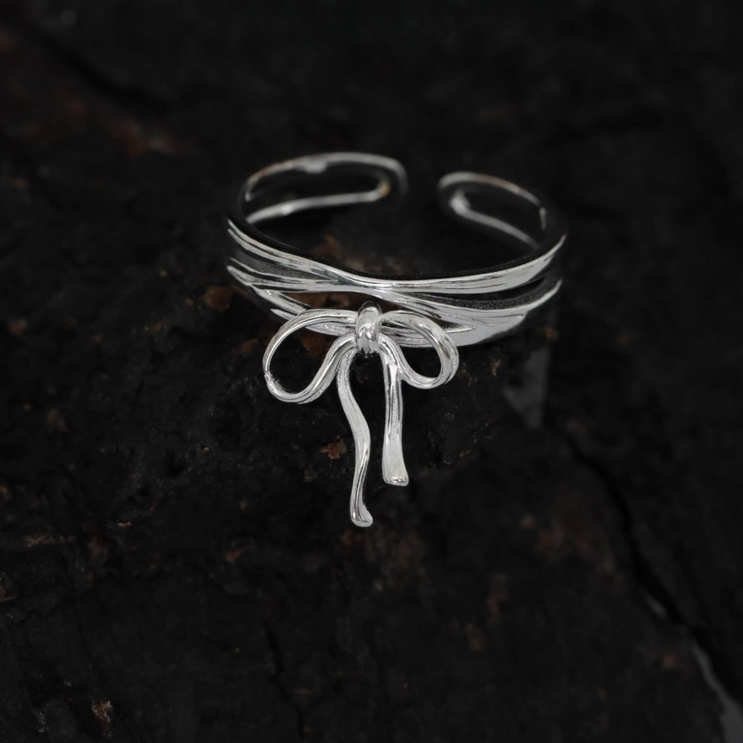 s925 Sterling Silver Minimalist Bow Tie Ring