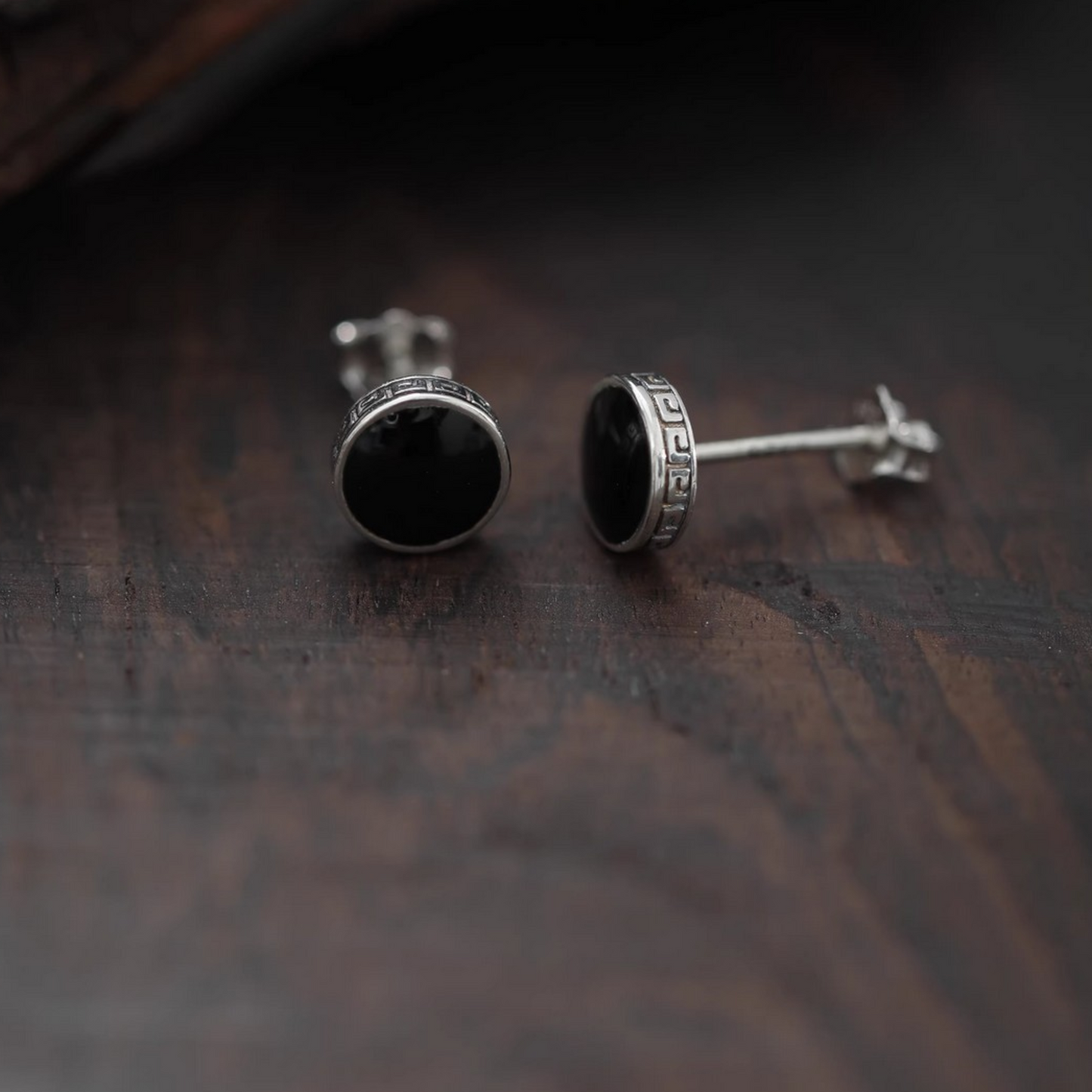S925 Sterling Silver Minimal Unisex Black Stud Earrings