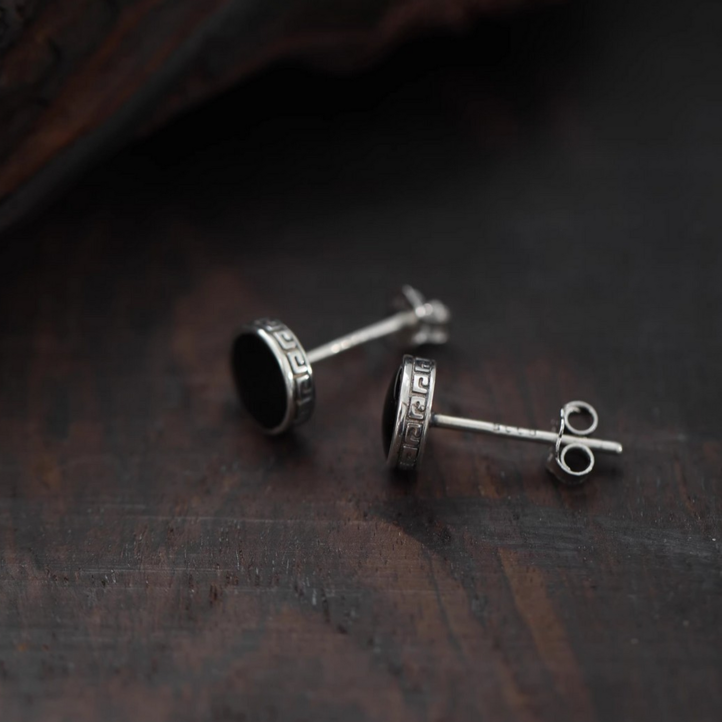 S925 Sterling Silver Minimal Unisex Black Stud Earrings