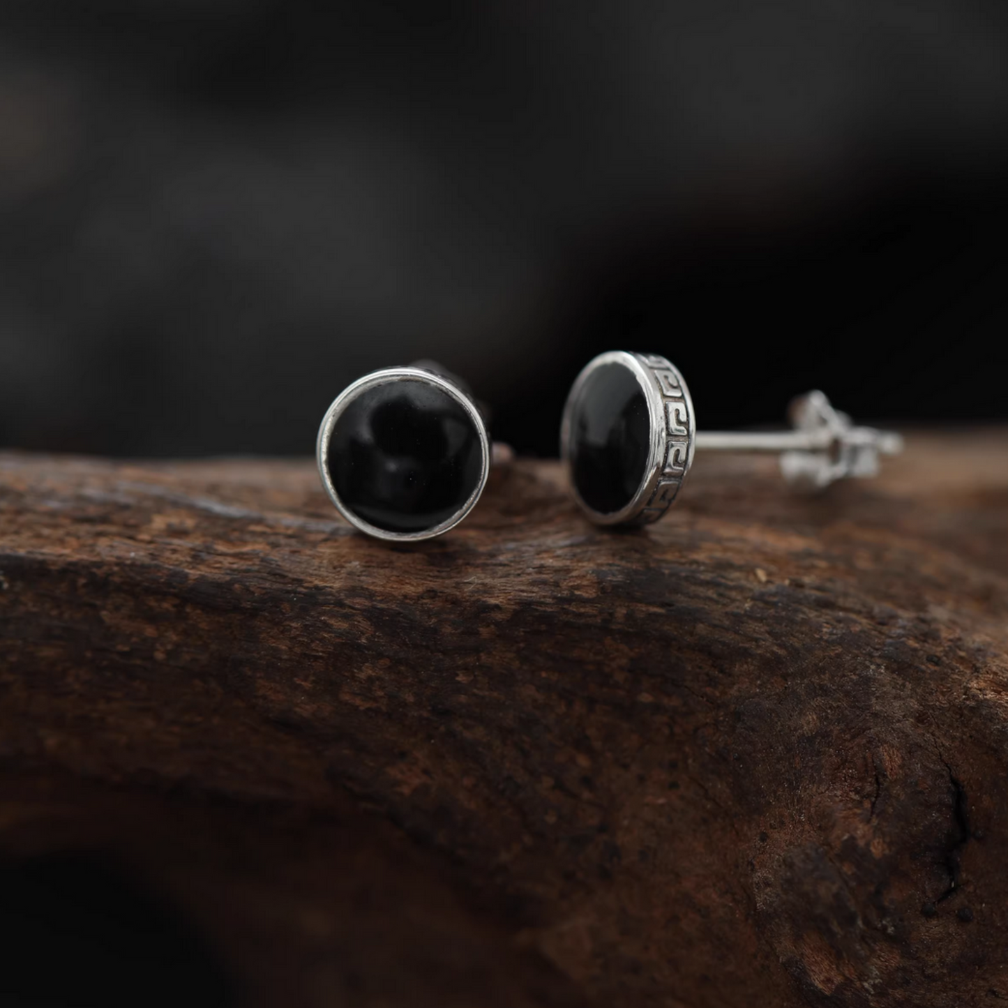 S925 Sterling Silver Minimal Unisex Black Stud Earrings