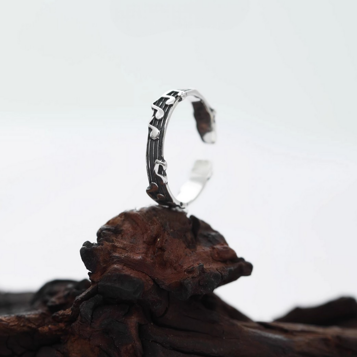 s925 Sterling Silver Music Note Stacking Ring