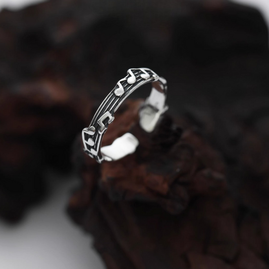 s925 Sterling Silver Music Note Stacking Ring