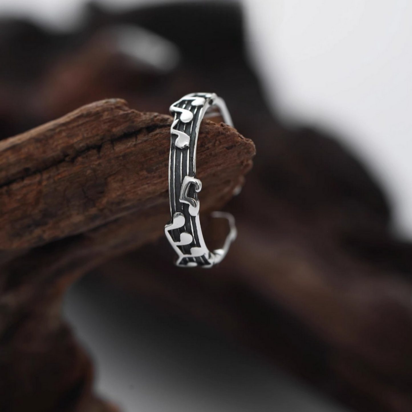 s925 Sterling Silver Music Note Stacking Ring