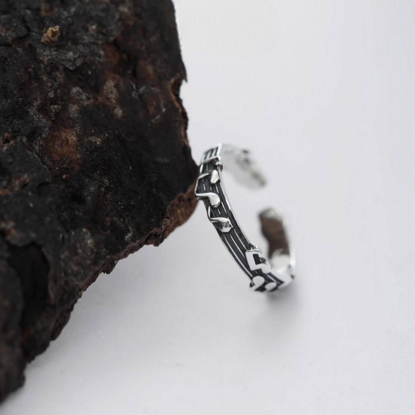 s925 Sterling Silver Music Note Stacking Ring