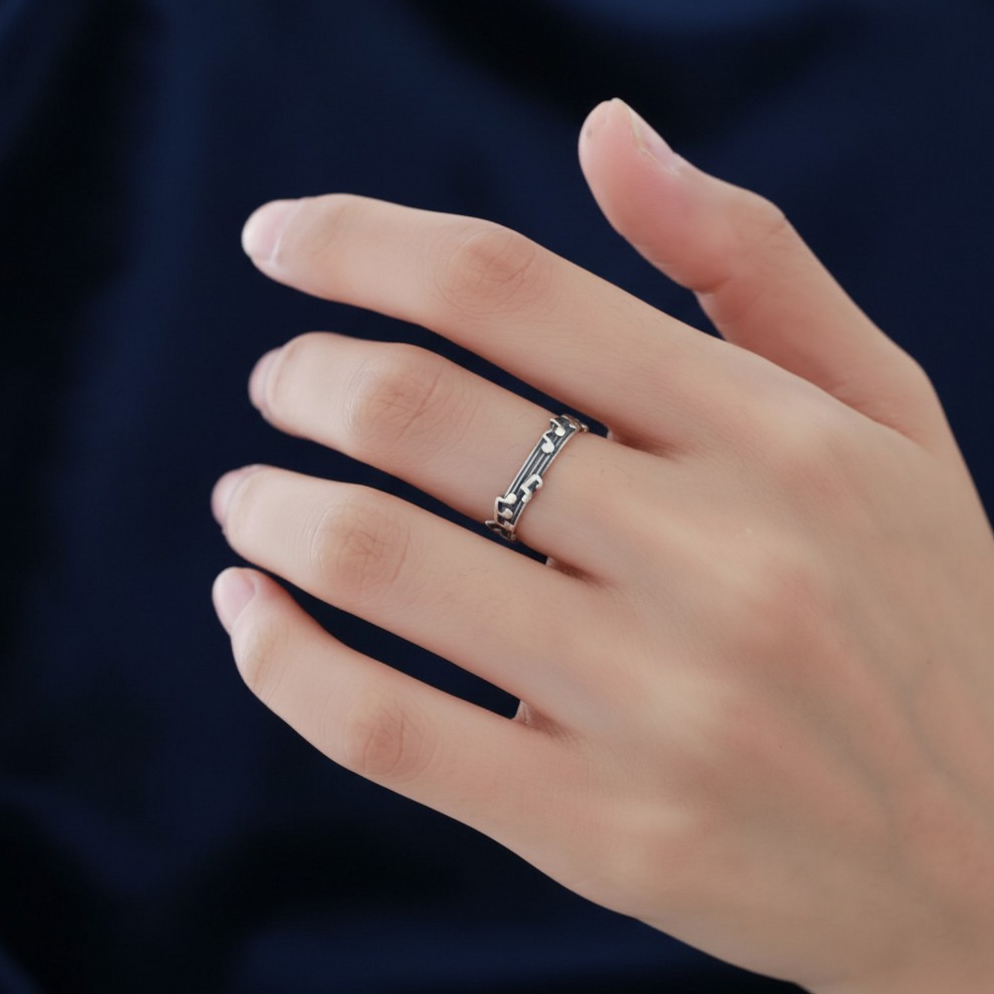 s925 Sterling Silver Music Note Stacking Ring