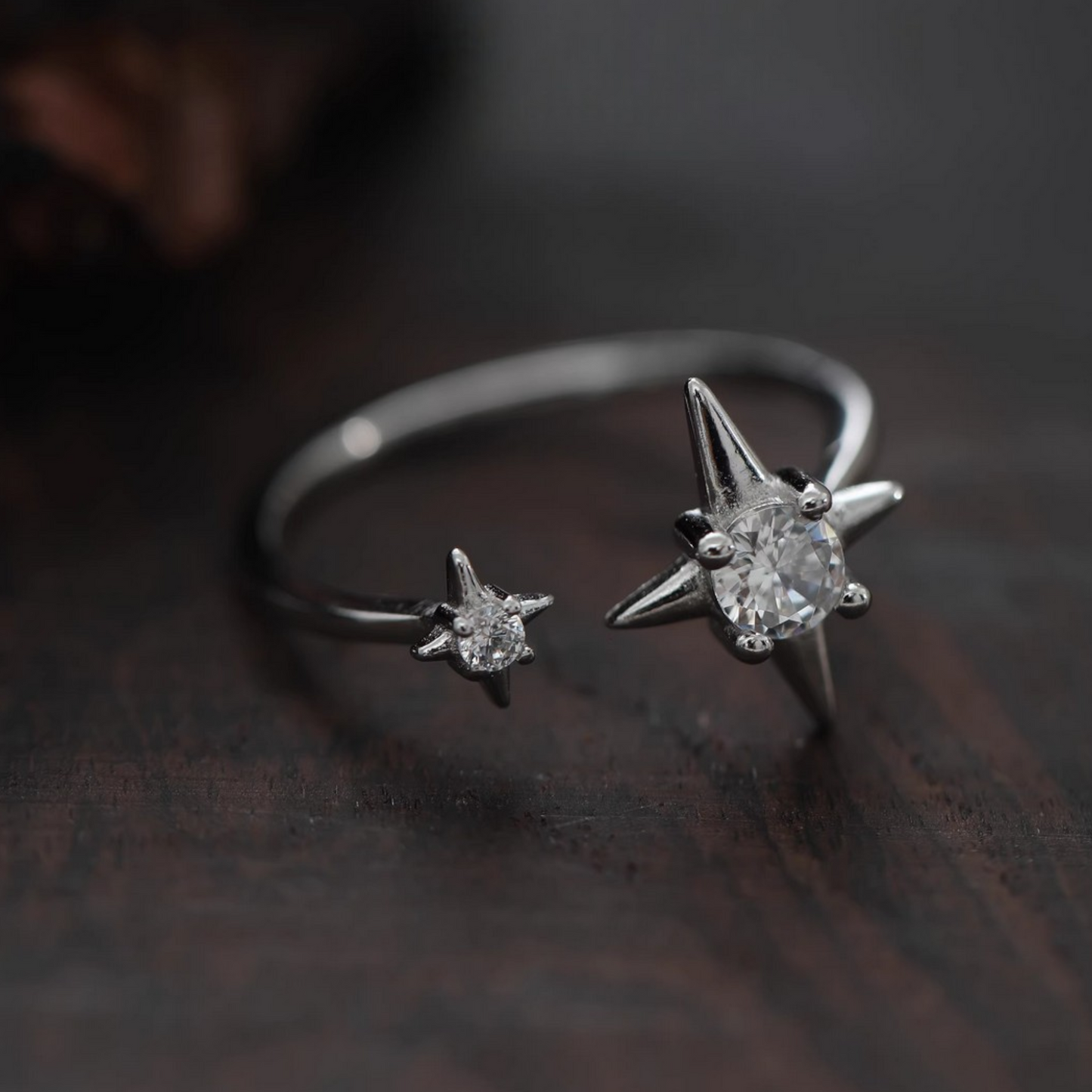 s999 Fine Silver Lucky Star Stacking Band Ring