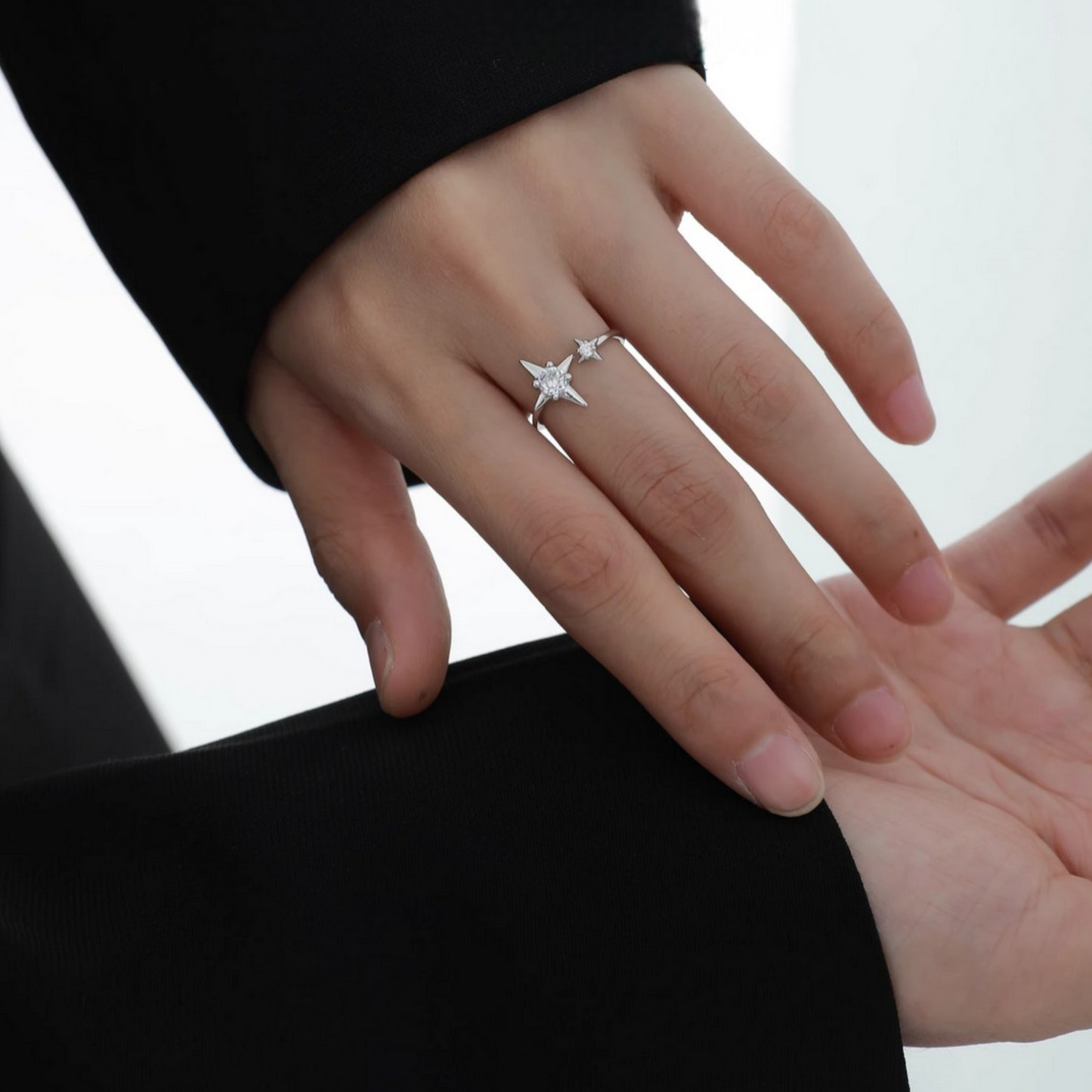 s999 Fine Silver Lucky Star Stacking Band Ring