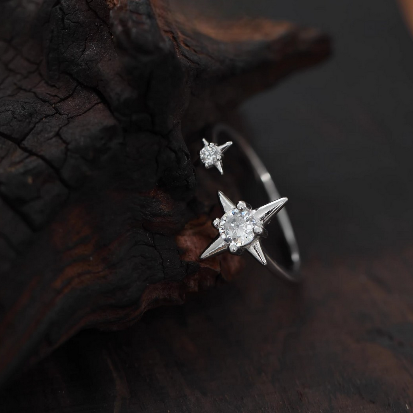 s999 Fine Silver Lucky Star Stacking Band Ring