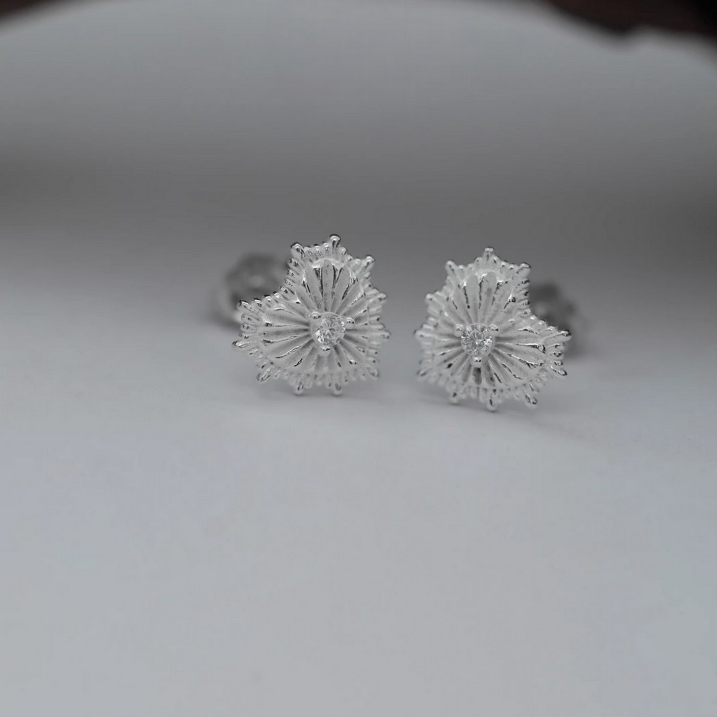 S925 Sterling Silver Minimal Heart Web Stud Earrings
