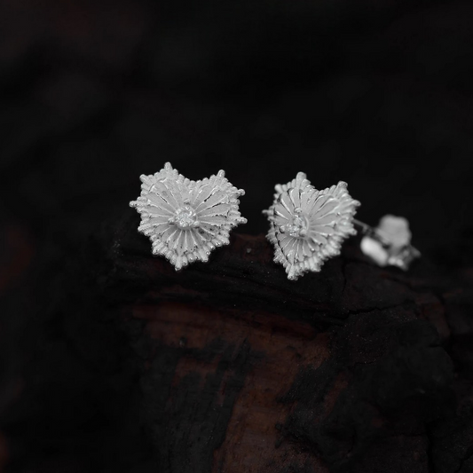 S925 Sterling Silver Minimal Heart Web Stud Earrings