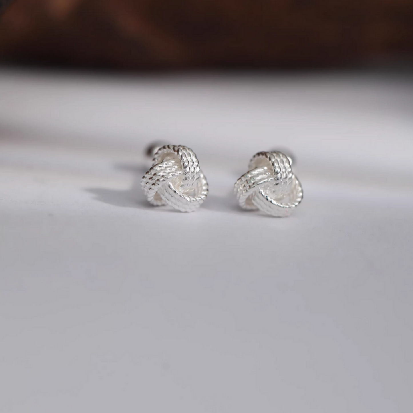 S999 Fine Silver Screw Back Minimalist Knot Cartilage Earrings