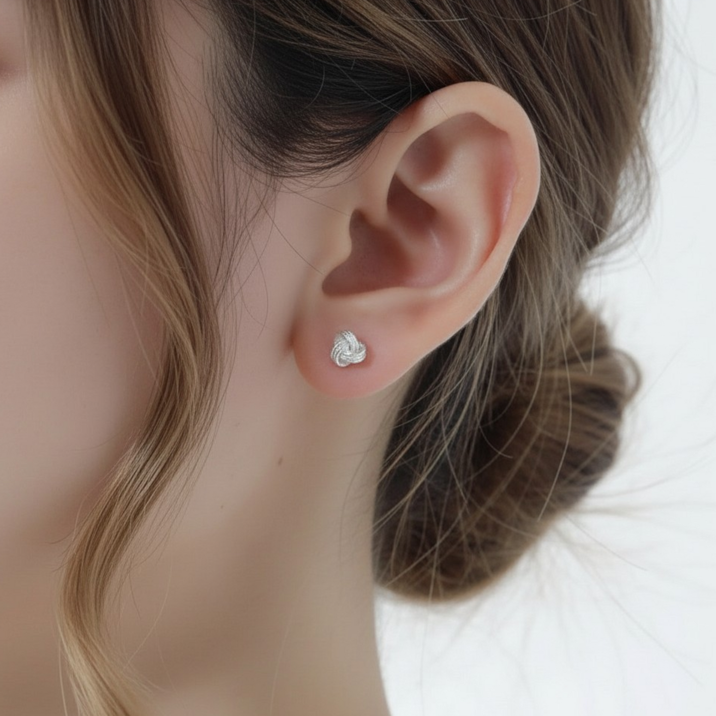 S999 Fine Silver Screw Back Minimalist Knot Cartilage Earrings