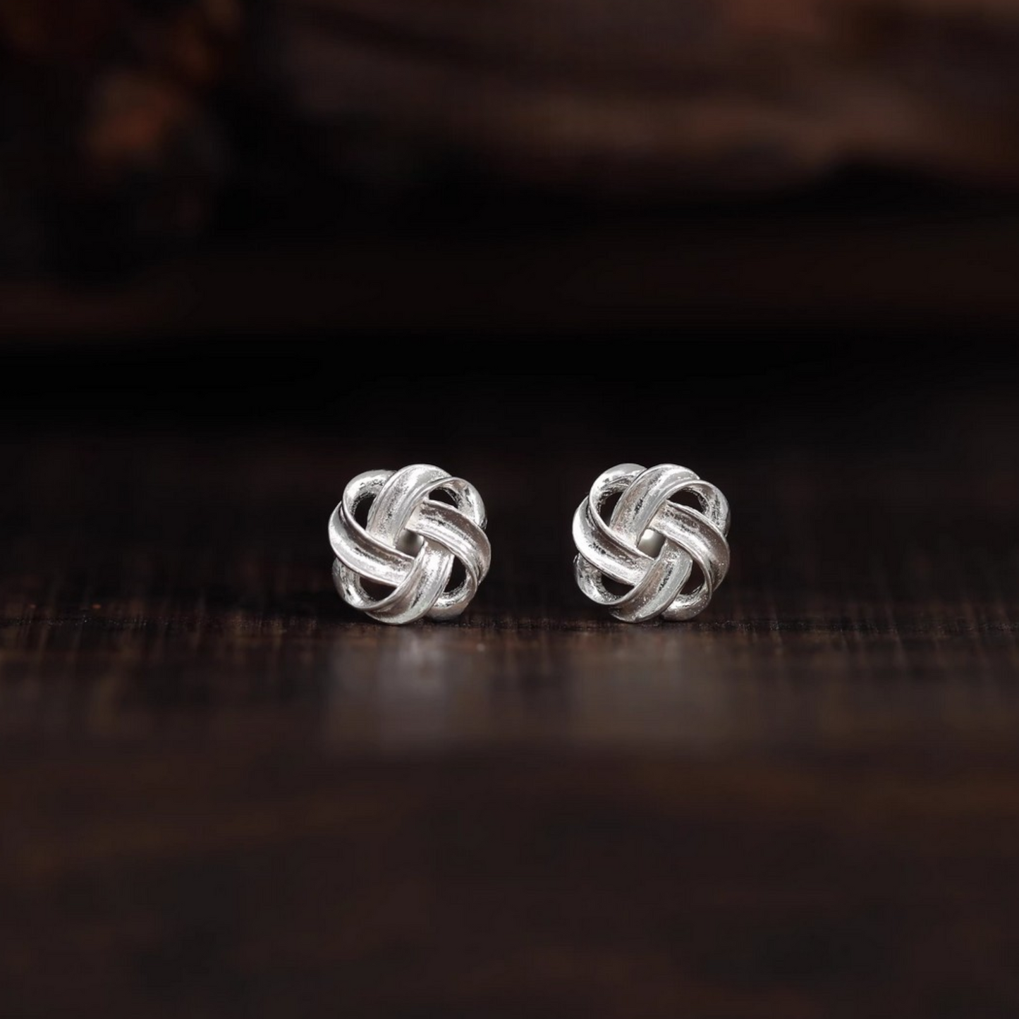 S999 Fine Silver Screw Back Minimalist Knot Cartilage Earrings