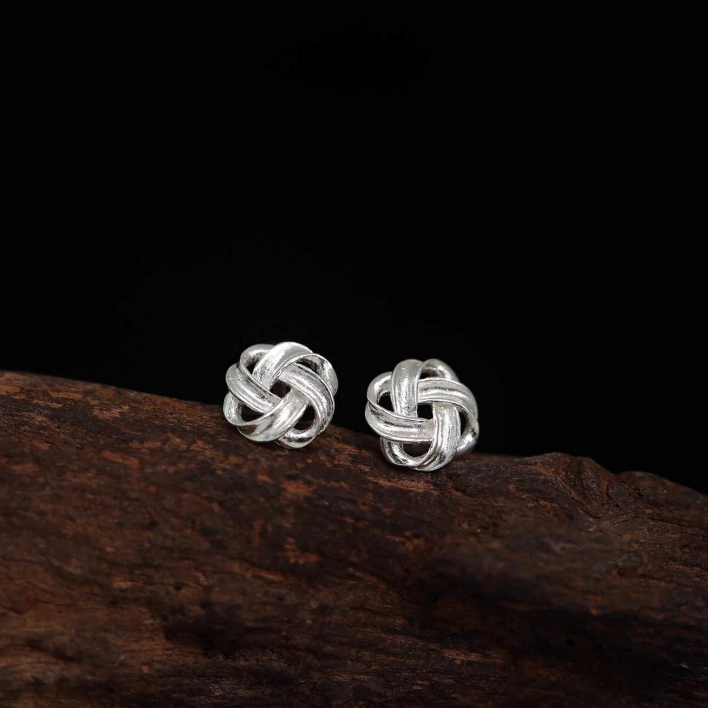 S999 Fine Silver Screw Back Minimalist Knot Cartilage Earrings