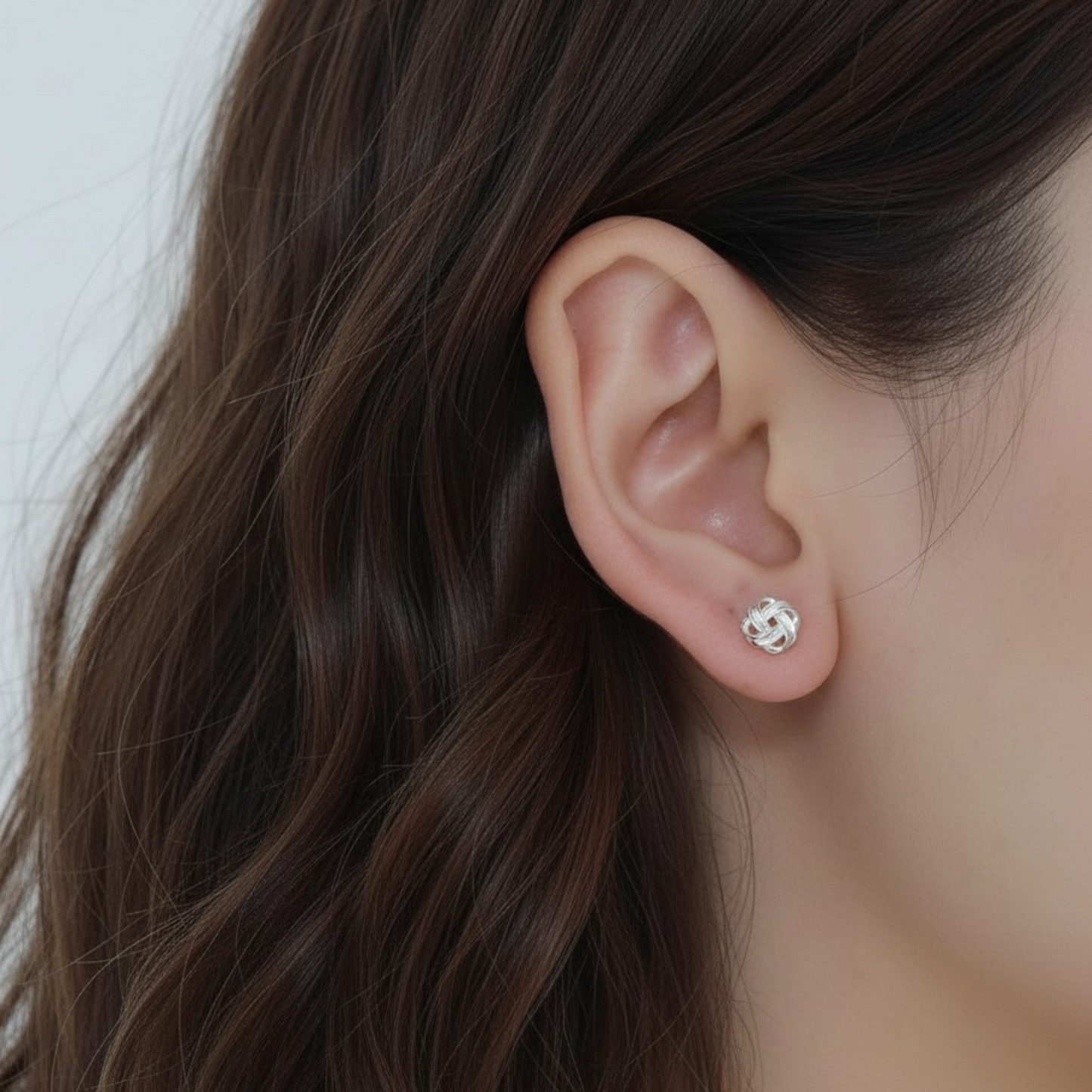 S999 Fine Silver Screw Back Minimalist Knot Cartilage Earrings