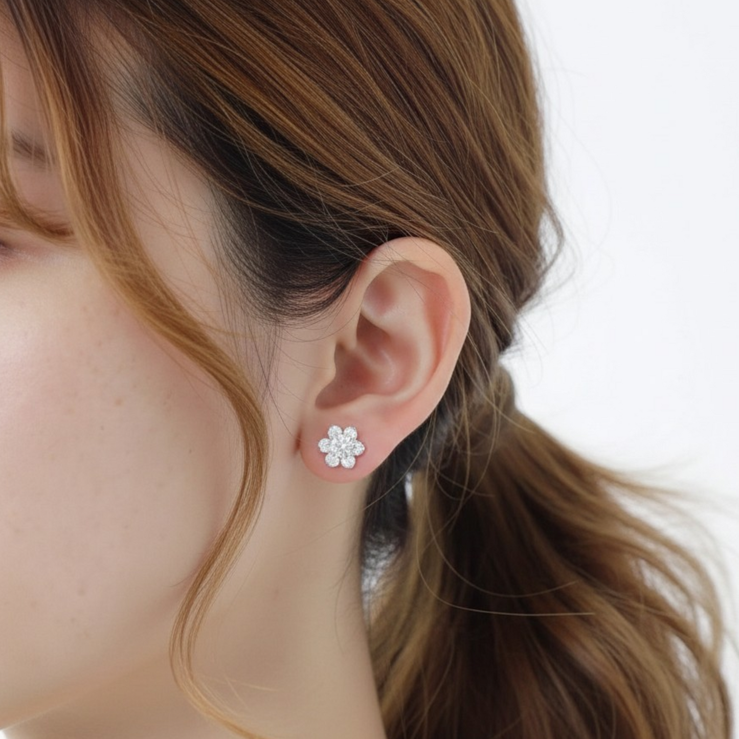 S999 Fine Silver Lotus Flower Elegant Screw Back Earrings