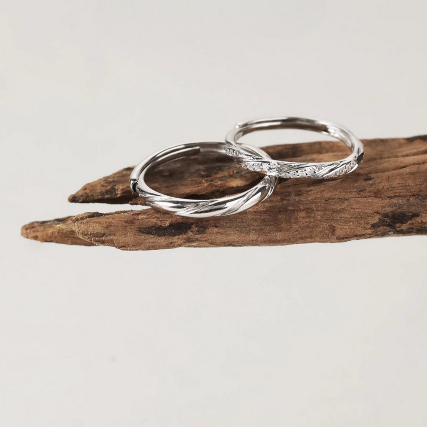 s999 Fine Silver Love Vine Couple Stacking Ring