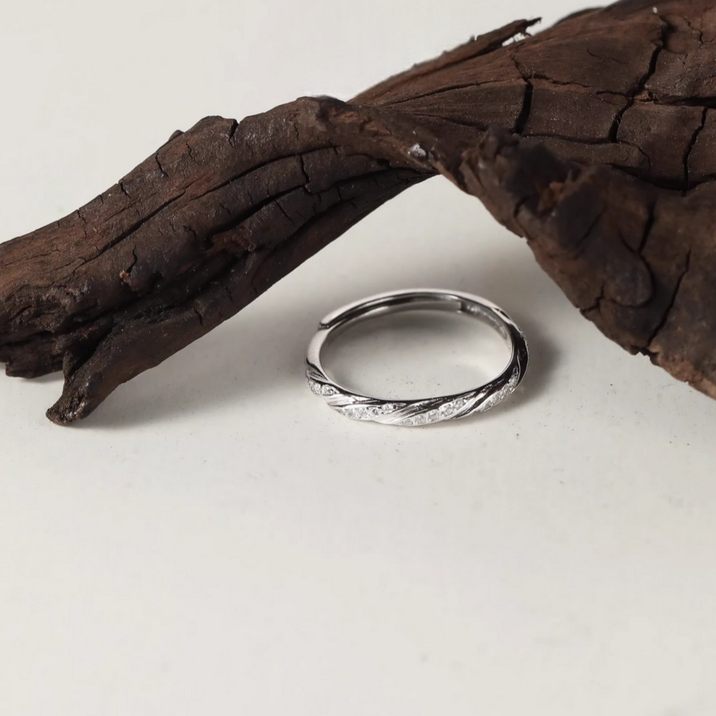 s999 Fine Silver Love Vine Couple Stacking Ring