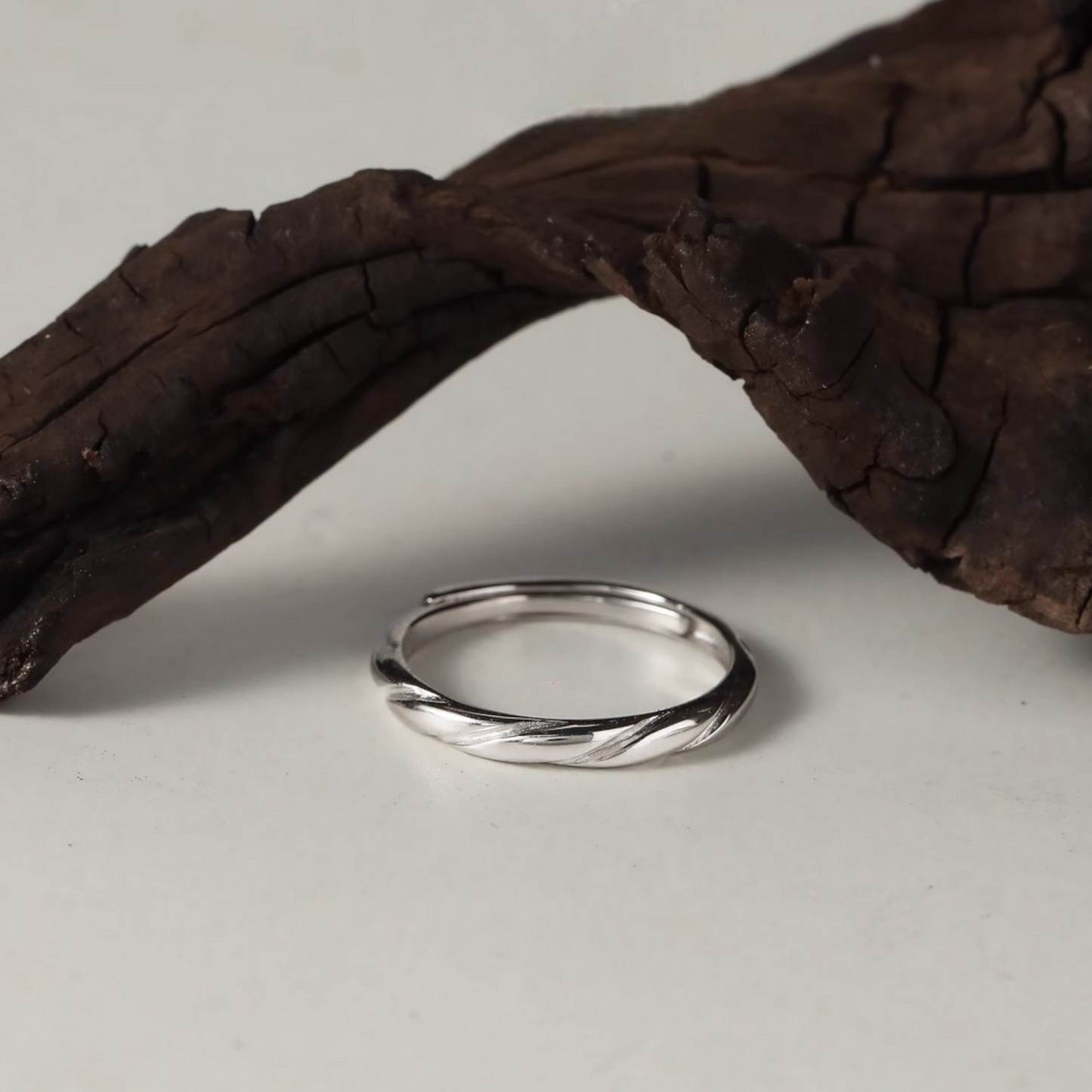 s999 Fine Silver Love Vine Couple Stacking Ring