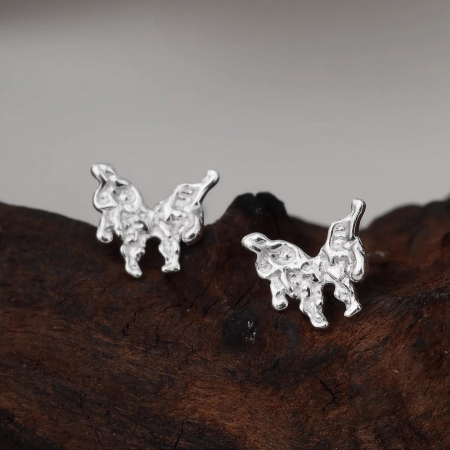 S999 Fine Silver Liquid Butterfly Stud Earrings