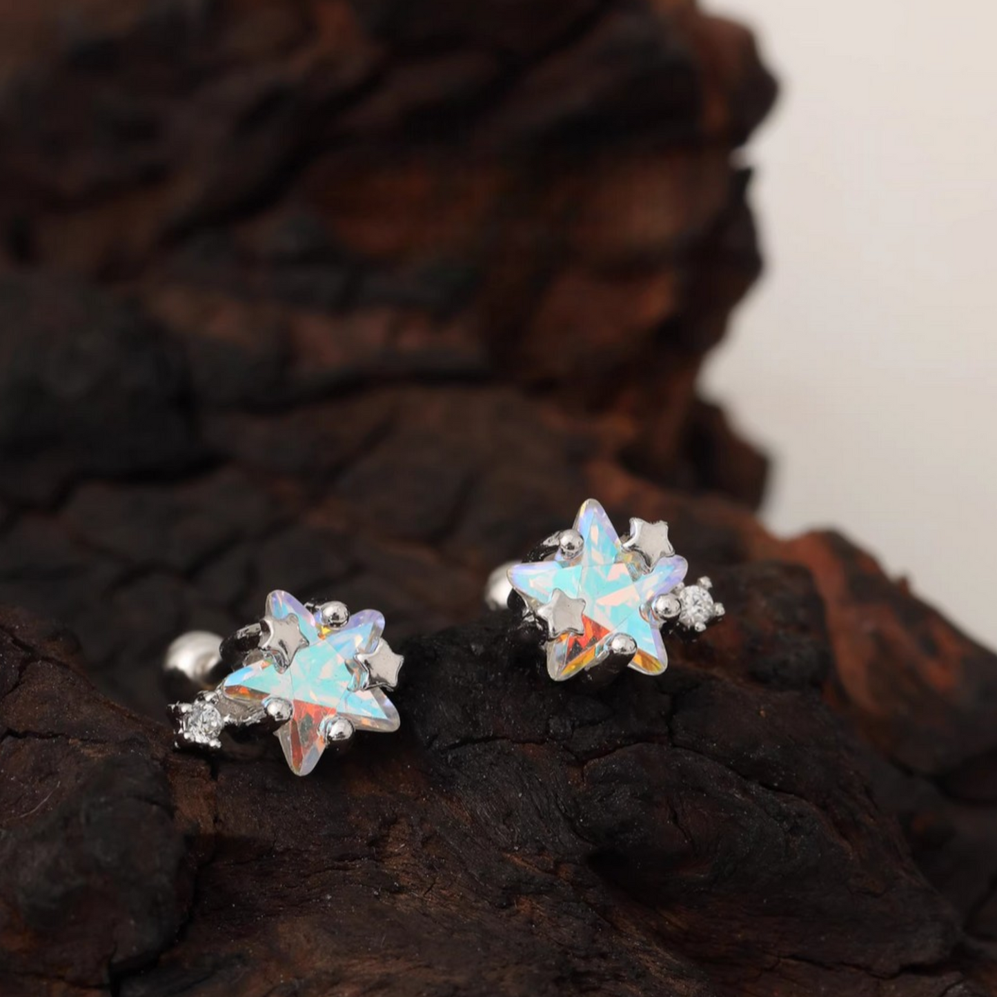 S999 Fine Silver Star Screw Back Earrings