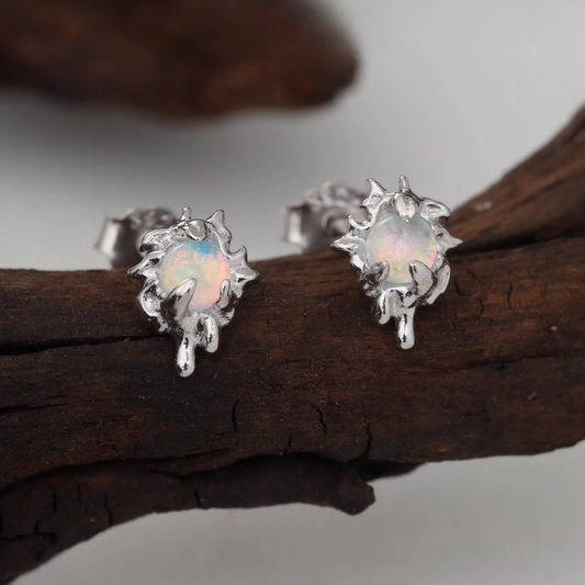 S925 Sterling Silver Starlight Liquid Opal Stud Earrings