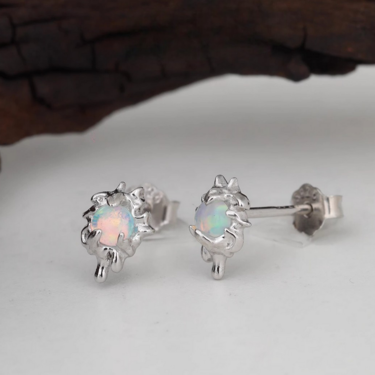 S925 Sterling Silver Starlight Liquid Opal Stud Earrings