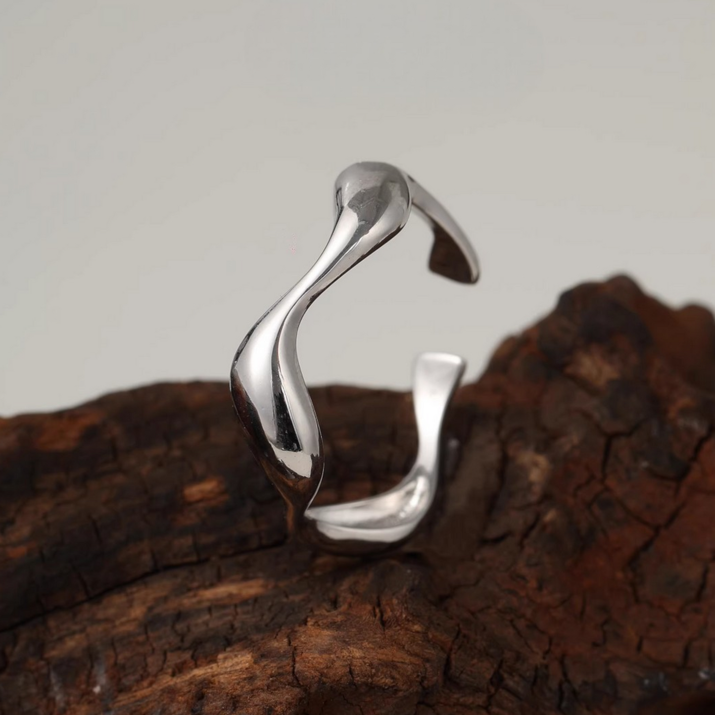s925 Sterling Silver Minimal Freedom Heart Beat Wave Stacking Ring