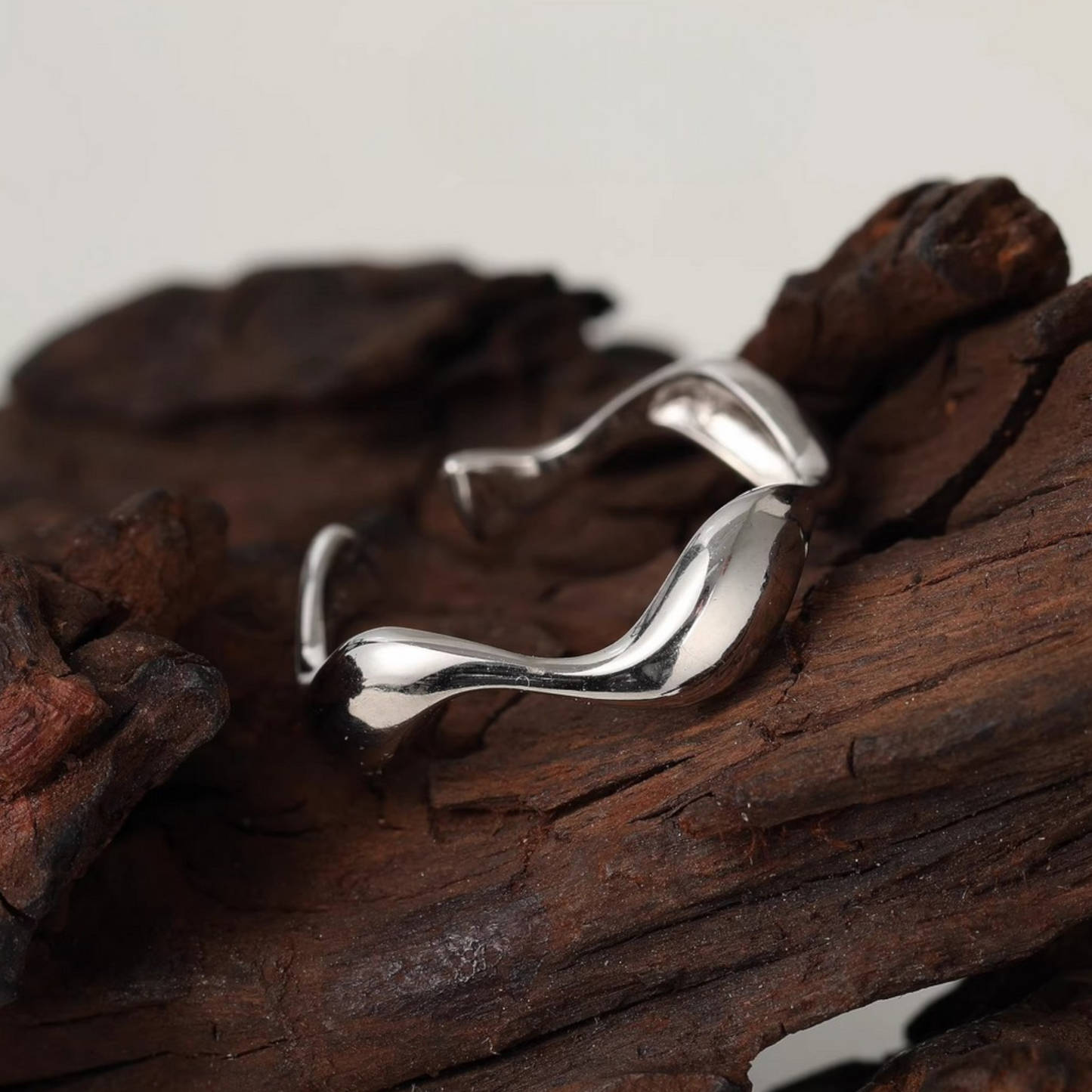 s925 Sterling Silver Minimal Freedom Heart Beat Wave Stacking Ring
