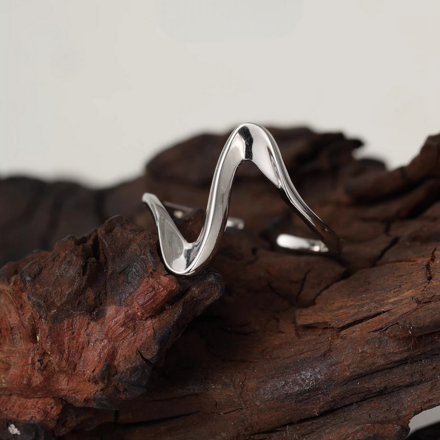 s925 Sterling Silver Minimal Freedom Heart Beat Wave Stacking Ring