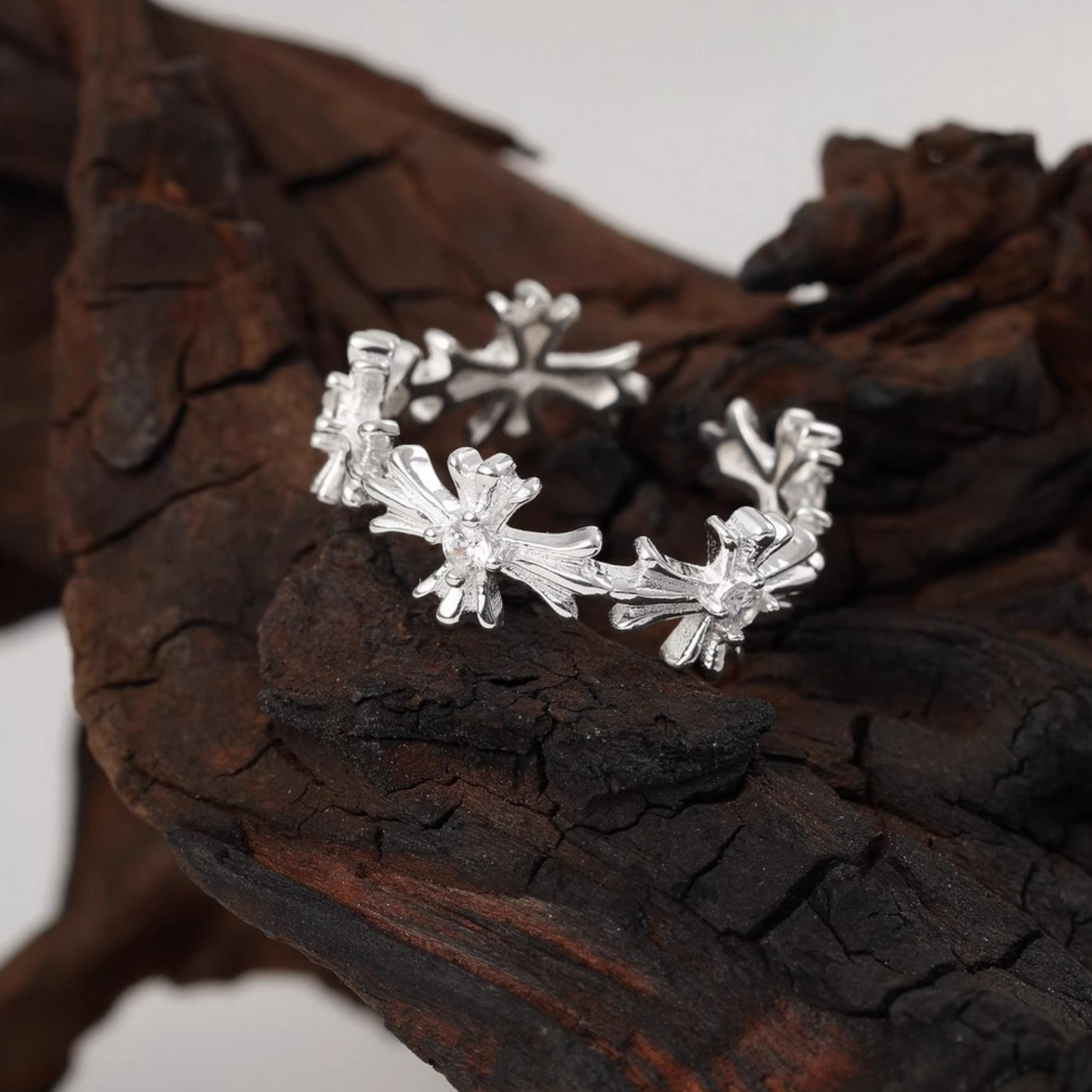 s925 Sterling Silver Minimal Cross Ring