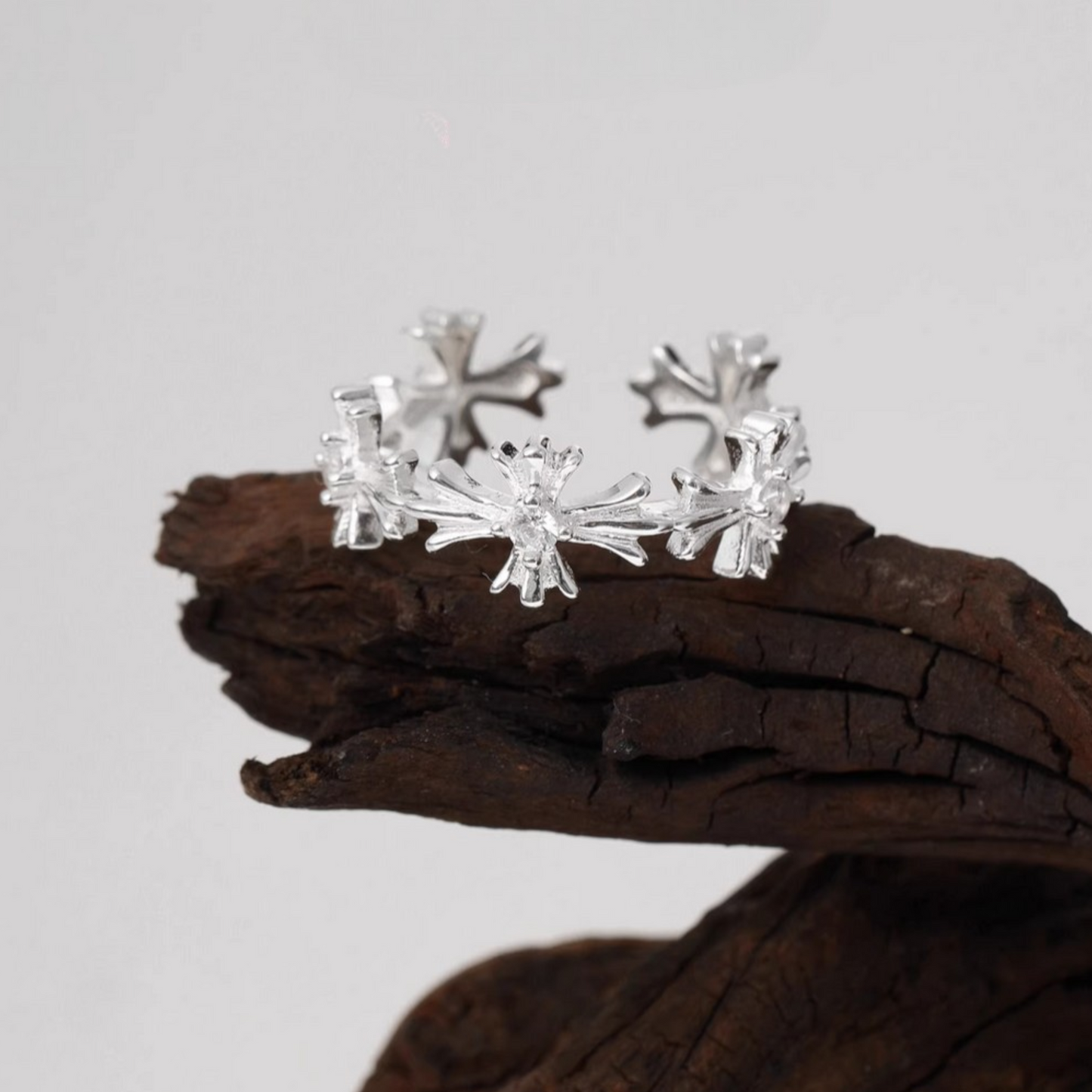 s925 Sterling Silver Minimal Cross Ring