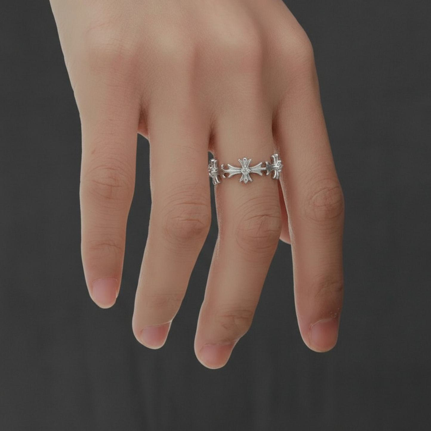 s925 Sterling Silver Minimal Cross Ring