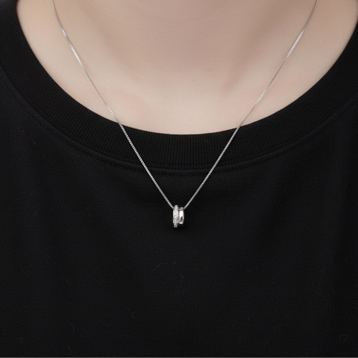s925 Sterling Silver Minimal Infinity Hoop Pendant with Necklace