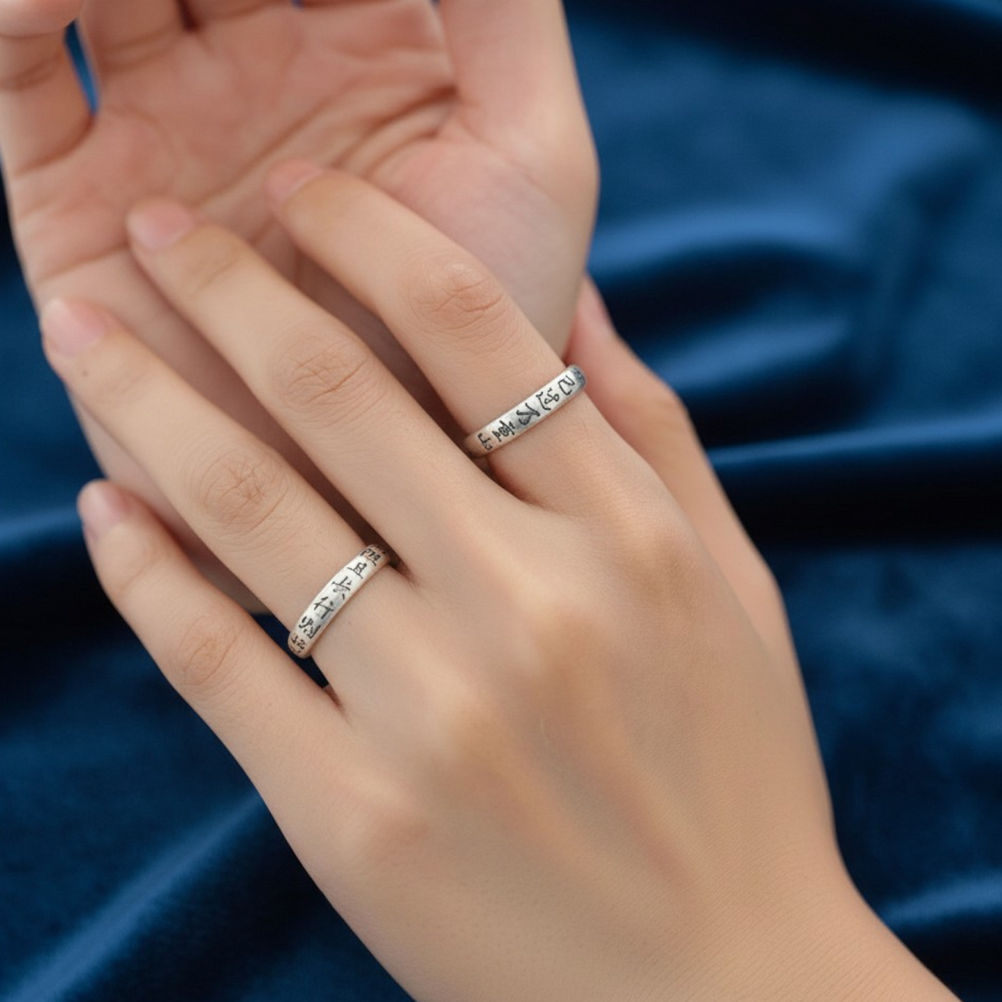 s925 Sterling Silver Chinese Calligraphy Poem Ring