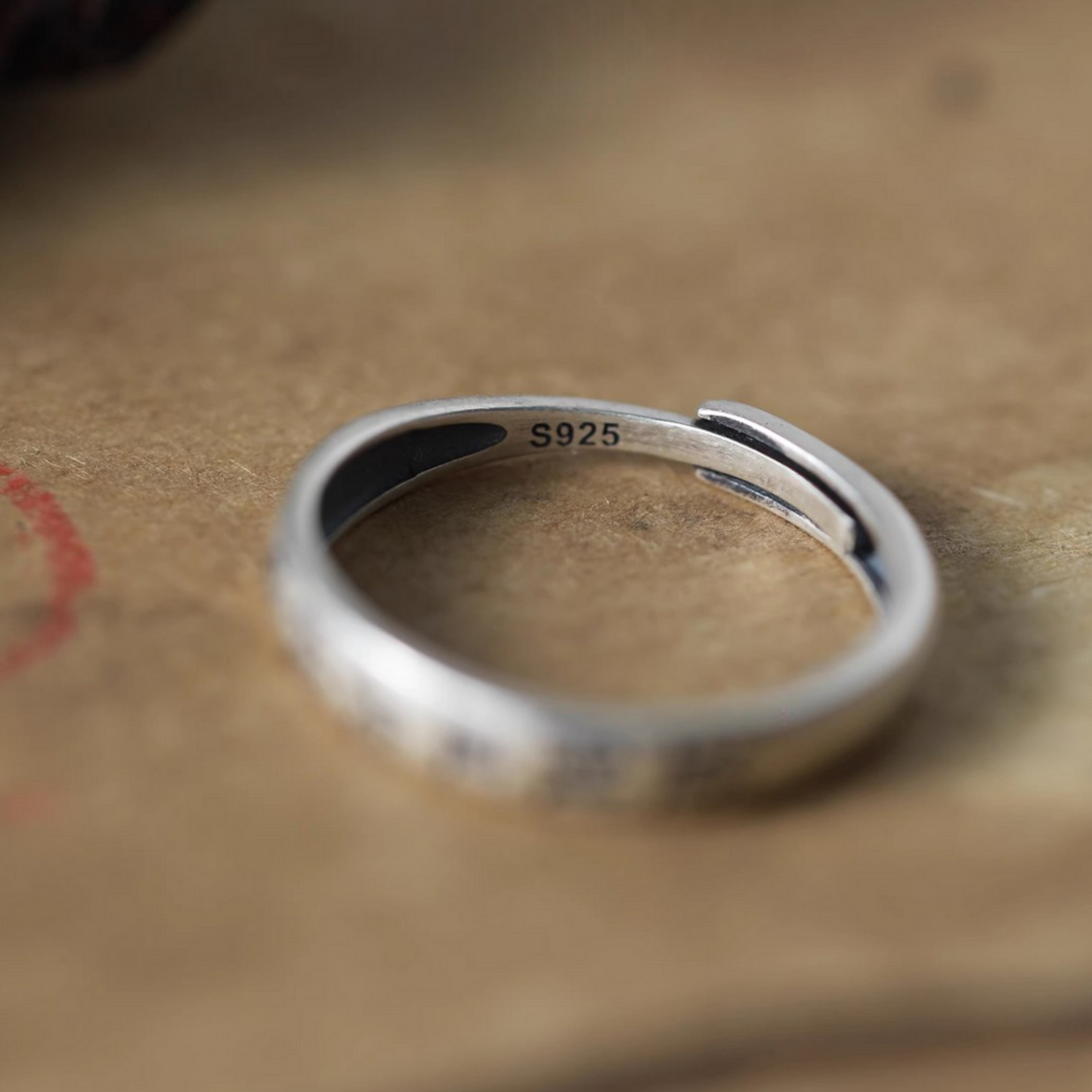 s925 Sterling Silver Chinese Calligraphy Poem Ring