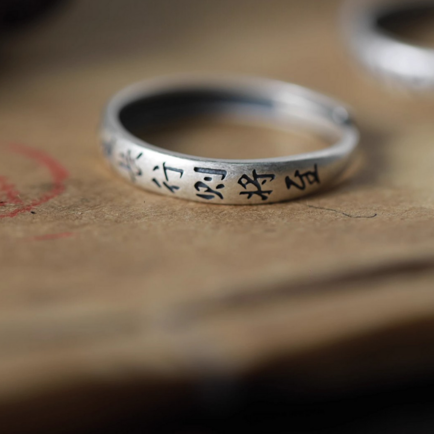 s925 Sterling Silver Chinese Calligraphy Poem Ring