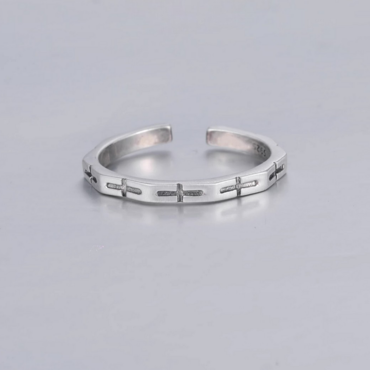 s925 Sterling Silver Minimal Matt Cross Ring