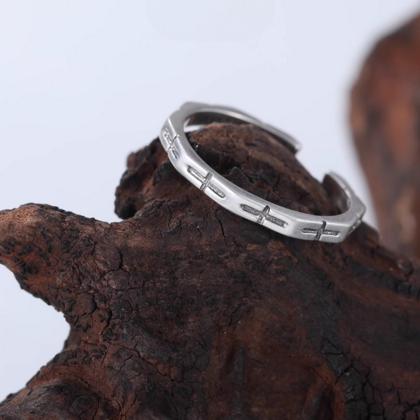 s925 Sterling Silver Minimal Matt Cross Ring