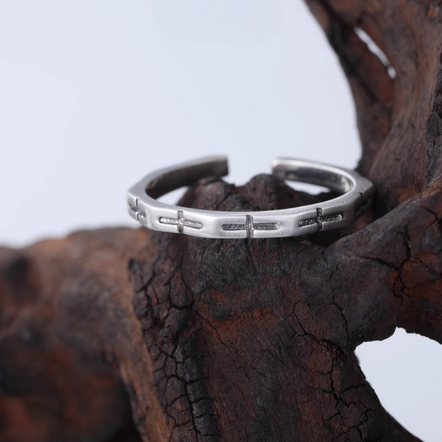 s925 Sterling Silver Minimal Matt Cross Ring