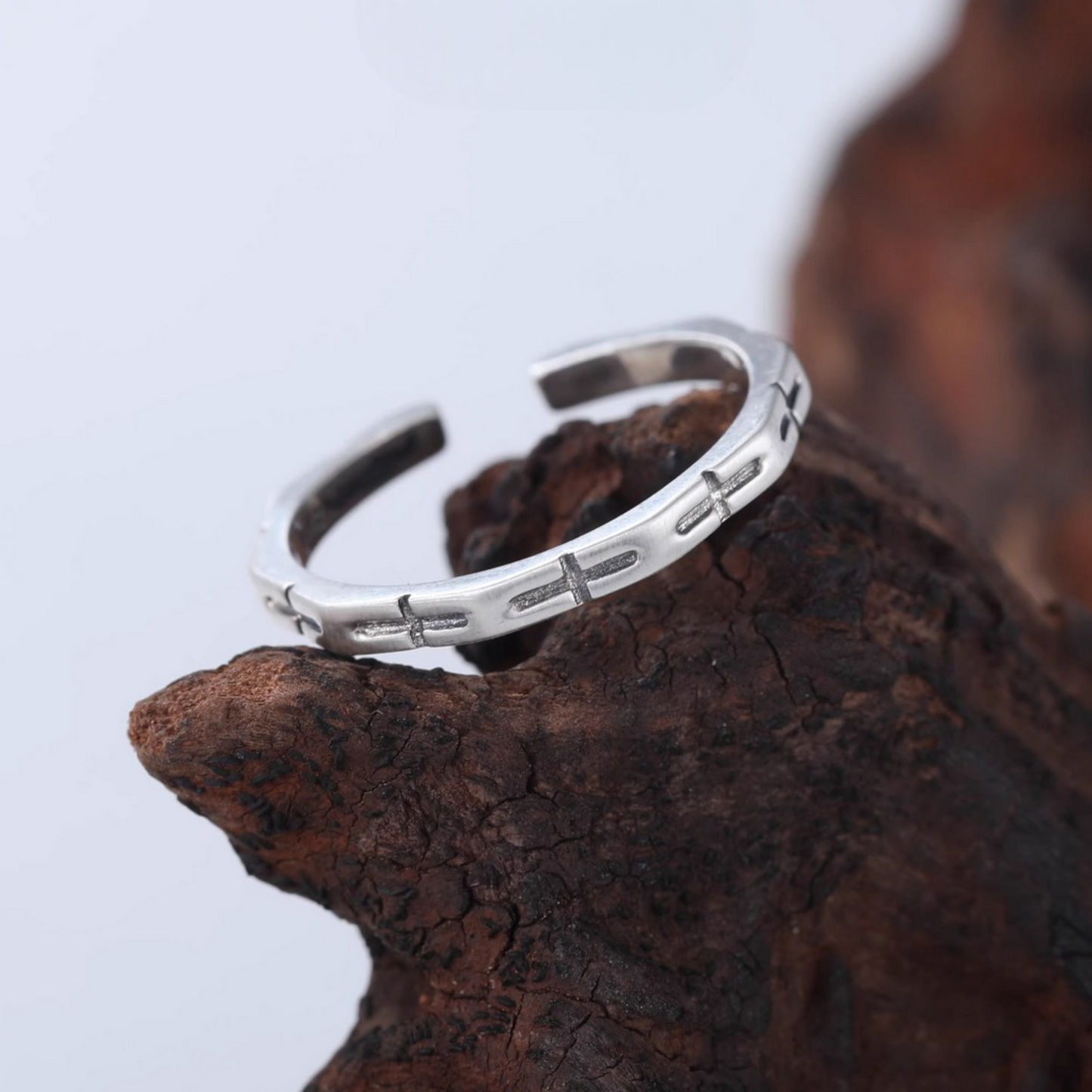 s925 Sterling Silver Minimal Matt Cross Ring