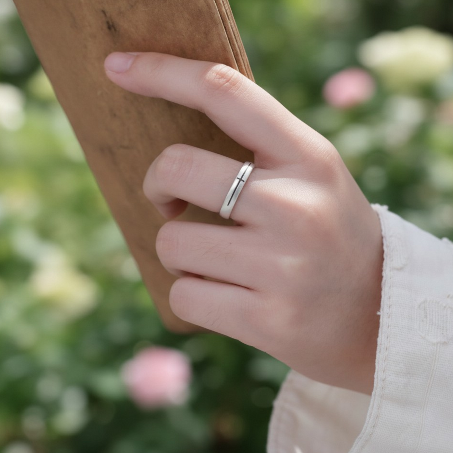 s925 Sterling Silver Minimal Cross Ring