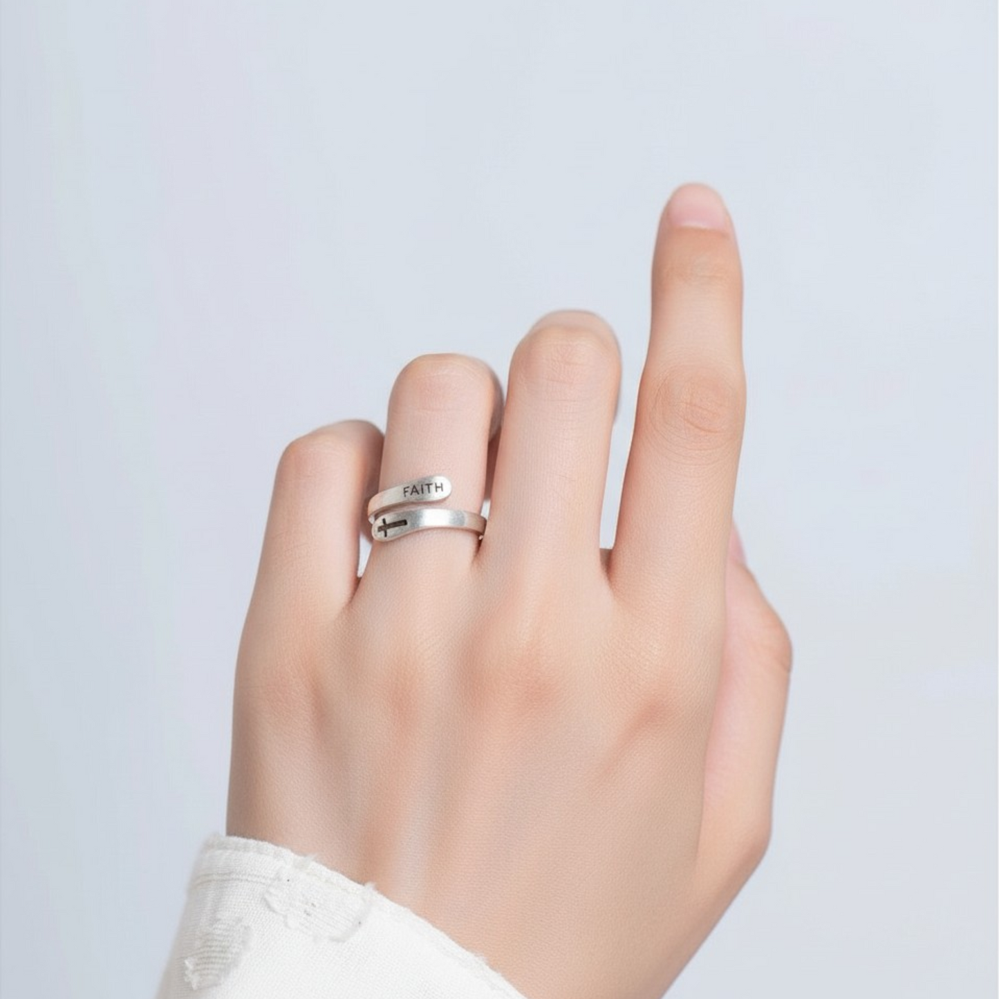 s925 Sterling Silver Minimal Faith Cross Ring